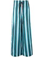 Ports 1961 - Striped Palazzo Pants - Women - Cotton/cupro - 44, Black, Cotton/cupro