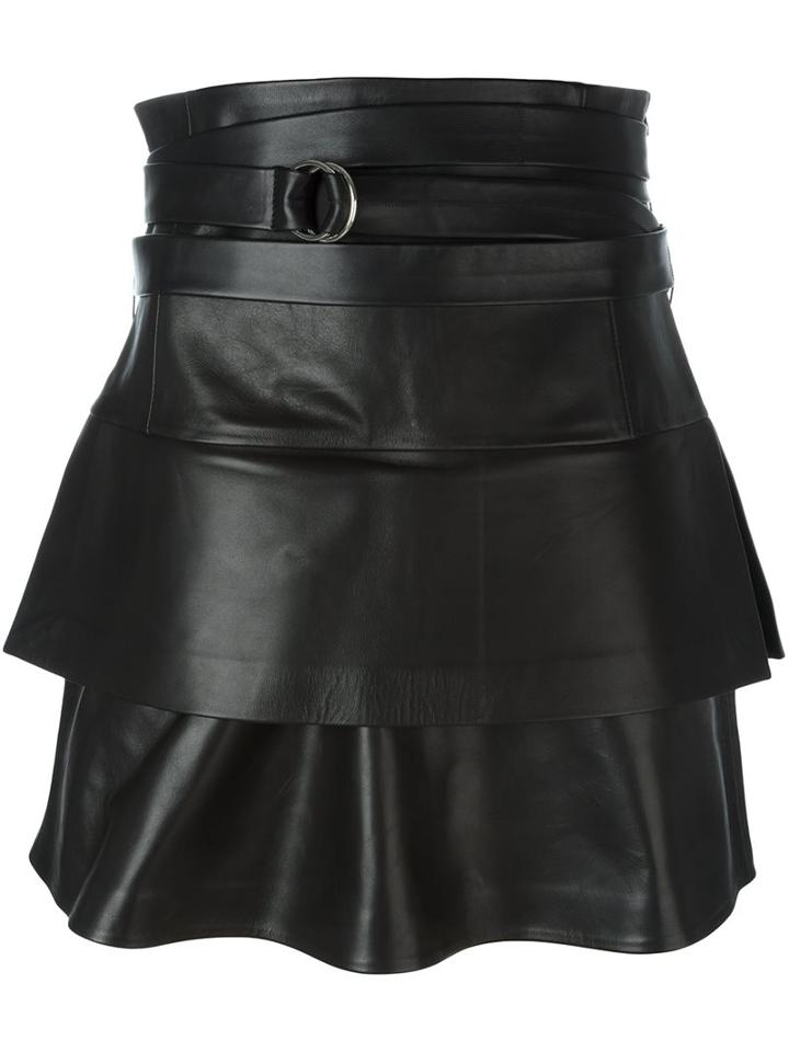 Iro Belted Leather Skirt, Women's, Size: 36, Black, Lamb Skin