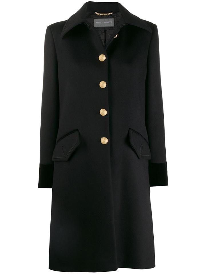 Alberta Ferretti Single-breasted Fitted Coat - Black