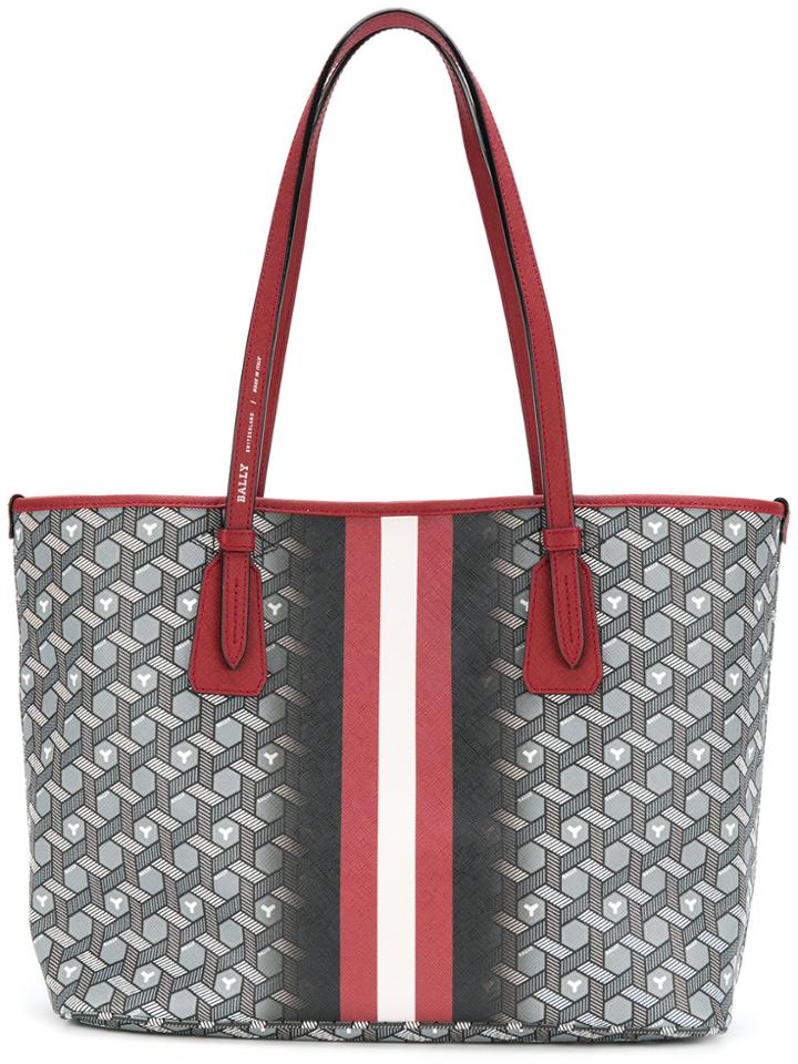 Bally Stripe And 3d Print Tote Bag - Black