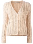 Pearl Embroidery Cardigan, Women's, Size: 46, Nude/neutrals, Alpaca/glass/enamel, Ermanno Scervino