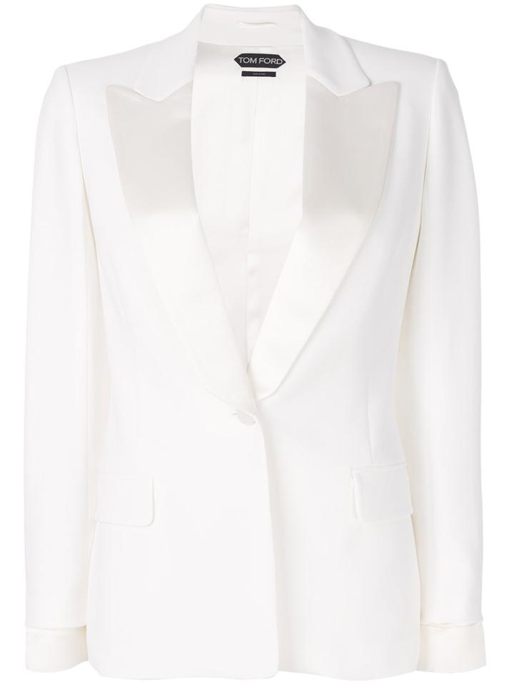 Tom Ford - Lapel Tuxedo Blazer - Women - Silk/spandex/elastane/acetate/viscose - 42, White, Silk/spandex/elastane/acetate/viscose
