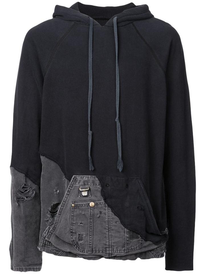 Greg Lauren Hybrid Hoodie - Black