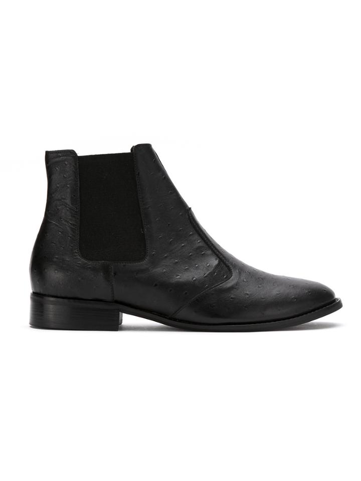 Olympiah Avestruz Leather Boots - Black