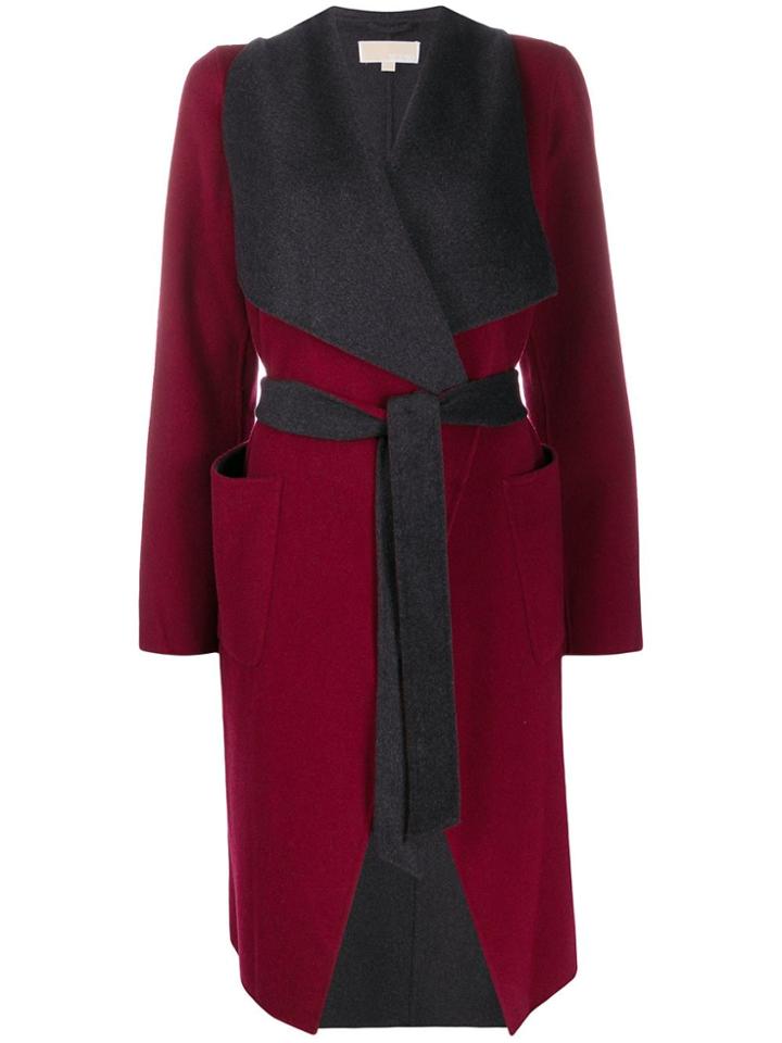 Michael Michael Kors Contrast Belted Cardi-coat - Red