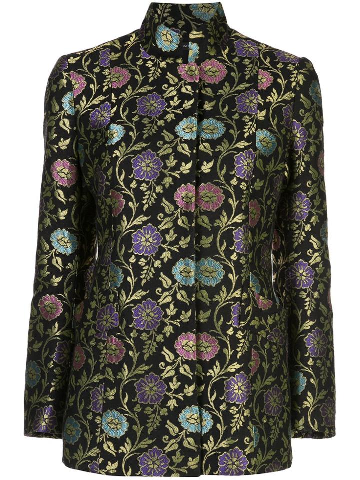 Josie Natori Ornate Floral Jacquard Blazer - Black