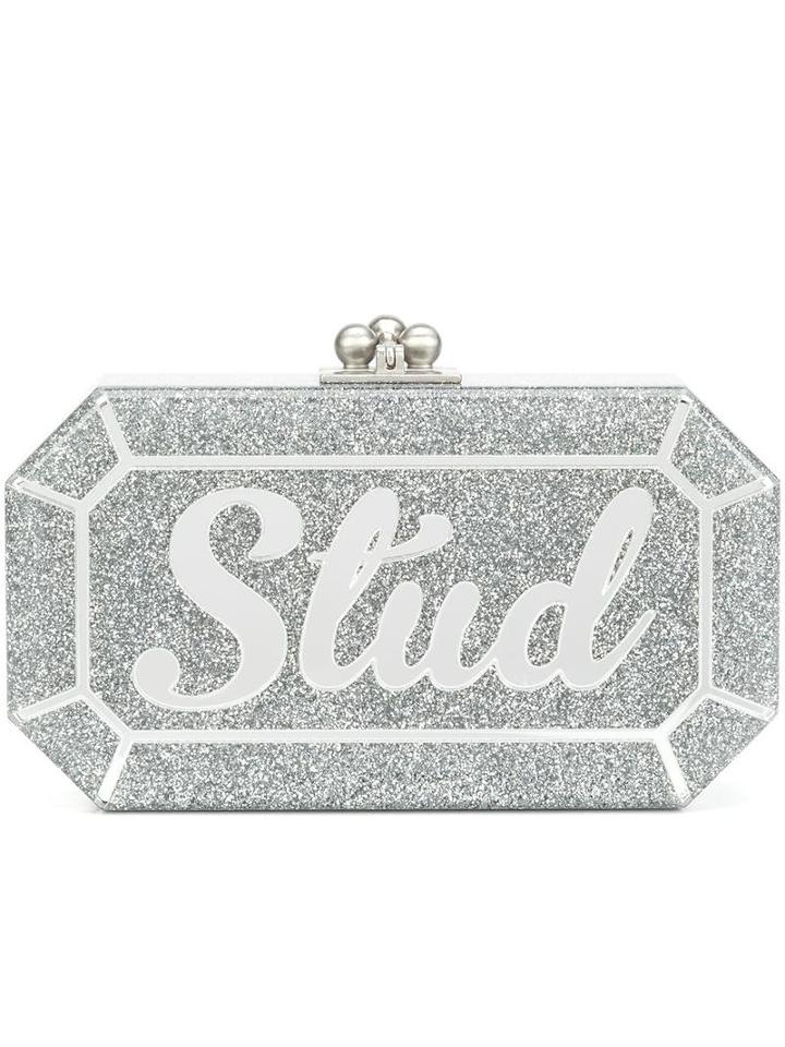 Edie Parker 'fiona Stud' Box Clutch, Women's, Grey