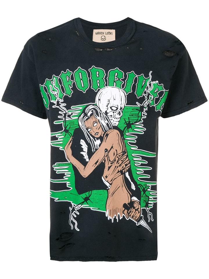 Warren Lotas Distressed Printed T-shirt - Blue