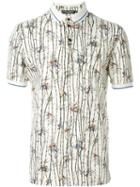 Dolce & Gabbana Bird Print Polo Shirt, Men's, Size: 52, White, Cotton