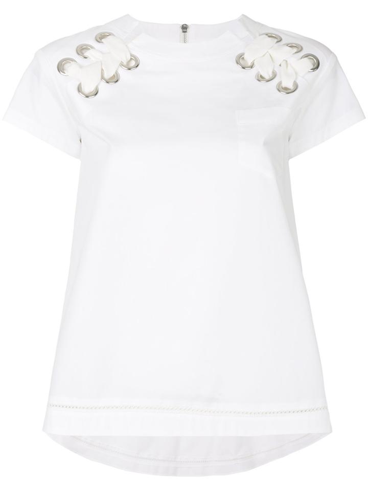 Sacai Lace-up Detail T-shirt - White