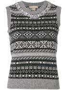 Michael Kors Collection Geometric Pattern Knitted Top - Grey
