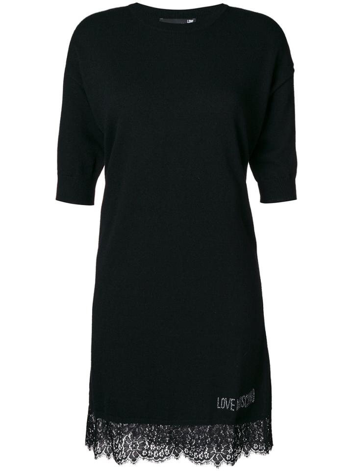 Love Moschino Lace Trim Sweater Dress - Black