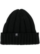 Hydrogen Ribbed Knit Beanie Hat - Black