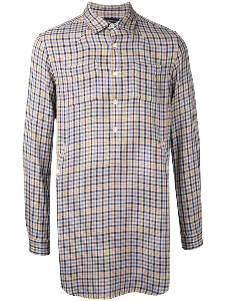 Undercover - Checked Longline Shirt - Men - Rayon - 2, Yellow/orange, Rayon