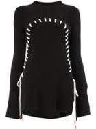 Monse Contrast Stitch Flared Jumper - Black