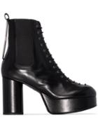 Jil Sander Black Lace Up 95mm Platform Leather Ankle Boots