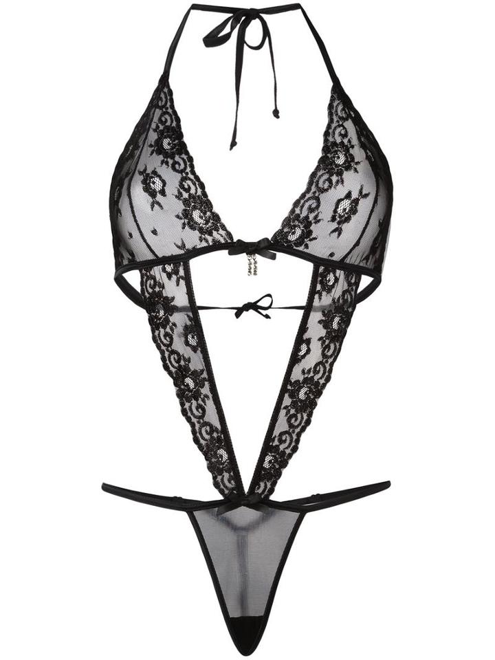 Folies By Renaud Cut-out Bodysuit, Women's, Black, Nylon