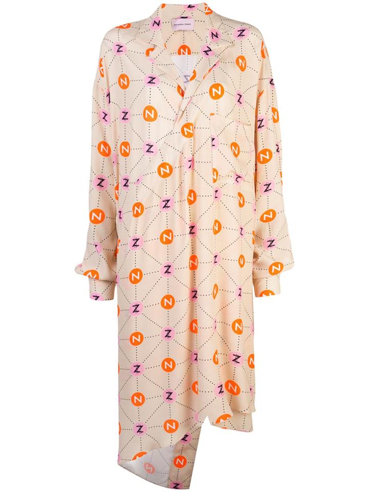 Natasha Zinko Graphic-print Shirt Dress - Neutrals