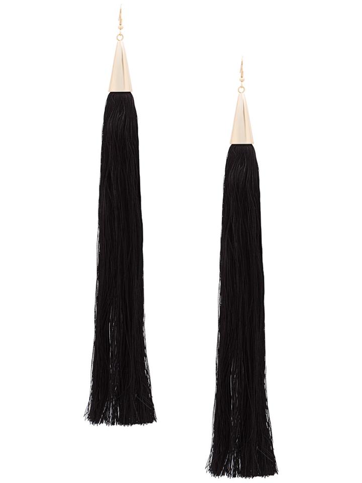 Eddie Borgo Long Tassel Earrings - Black