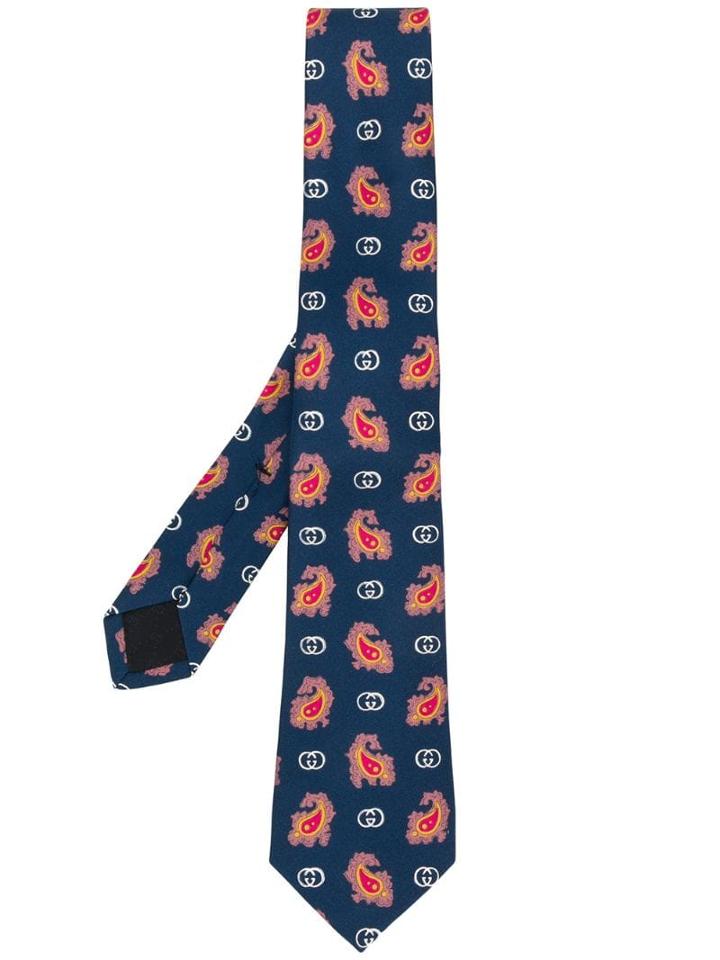 Gucci Monogram Cornucopia Print Tie - Blue