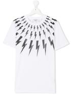 Neil Barrett Kids Teen Lightning Print T-shirt - White