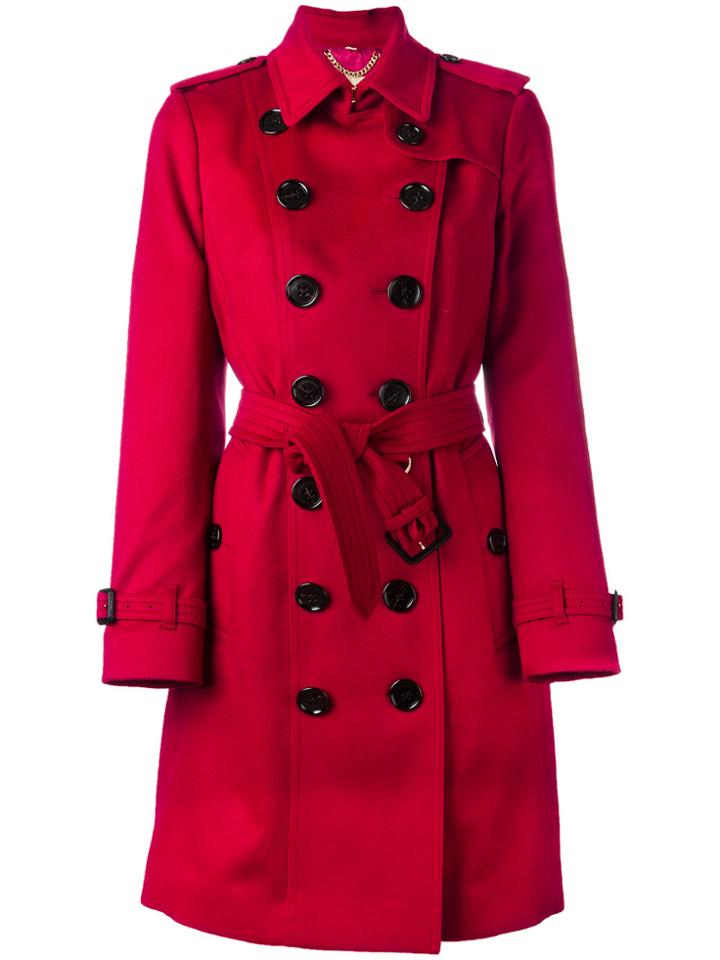 Burberry Sandringham Double Breasted Trench Coat - Red