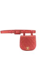 Chanel Pre-owned Diamond Quilted Cc Belt Bag - Red