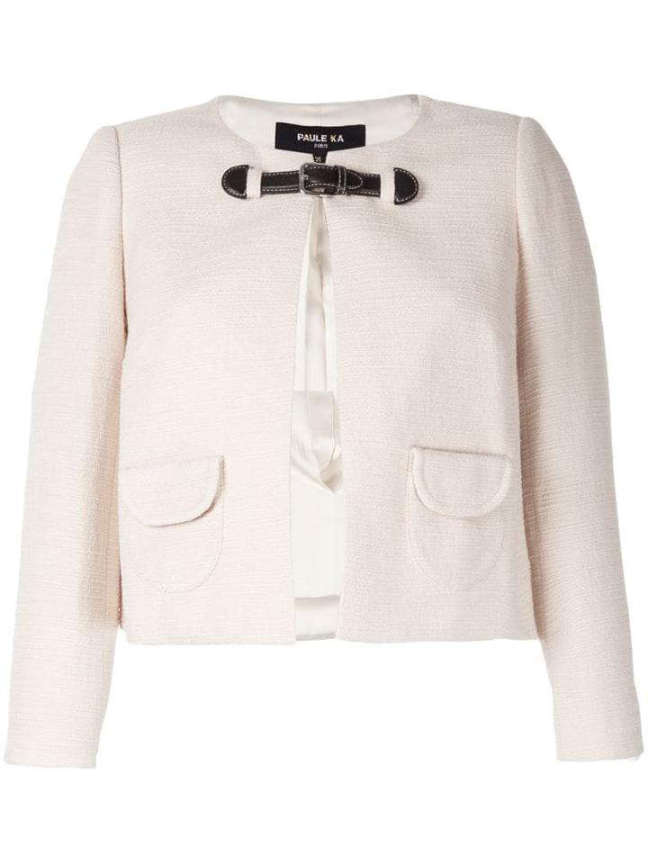 Paule Ka Cropped Buckle Jacket - White