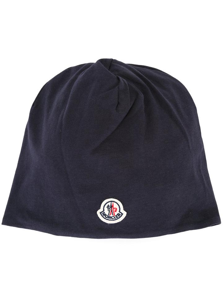 Moncler Kids Logo Patch Beanie, Size: 48 Cm, Blue