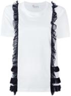 Red Valentino Frill Detail T-shirt, Women's, Size: Xs, White, Cotton