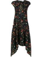 Balenciaga Floral Print Dress, Women's, Size: 40, Black, Silk/acetate/viscose