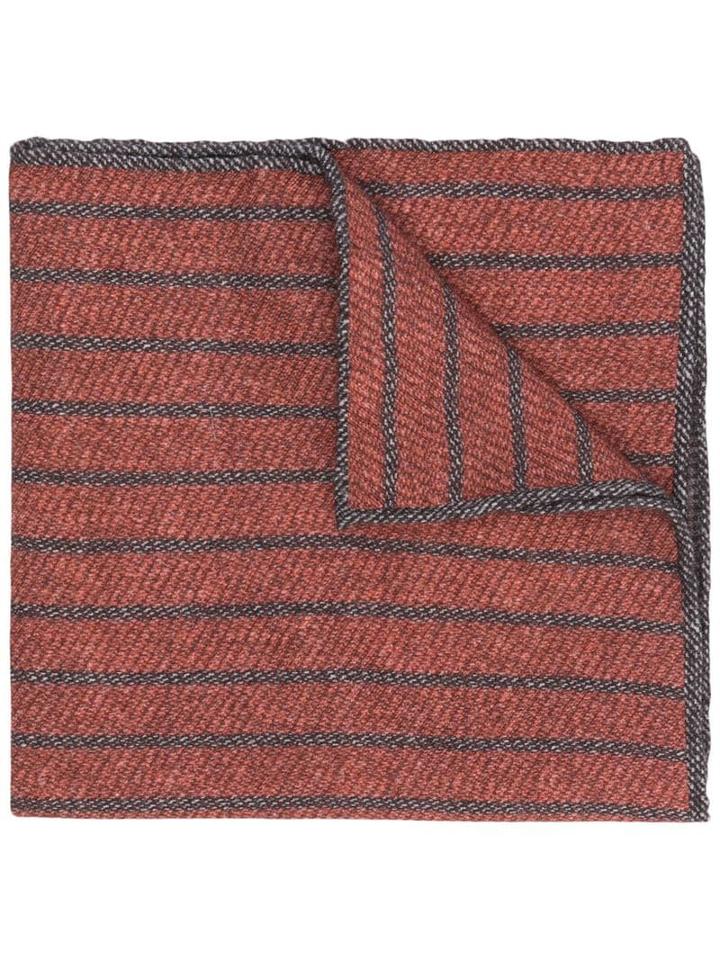Eleventy Striped Pattern Handkerchief - Brown