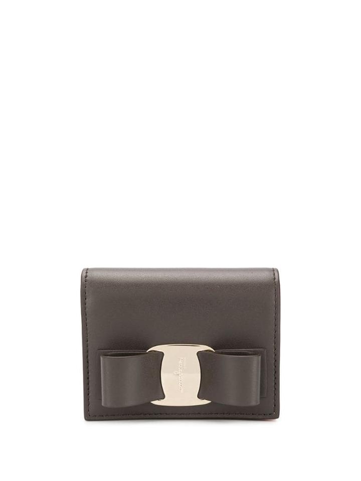 Salvatore Ferragamo Bow Detail Wallet - Grey