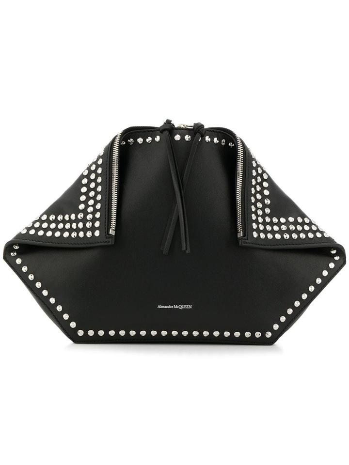 Alexander Mcqueen Butterfly Studded Clutch - Black