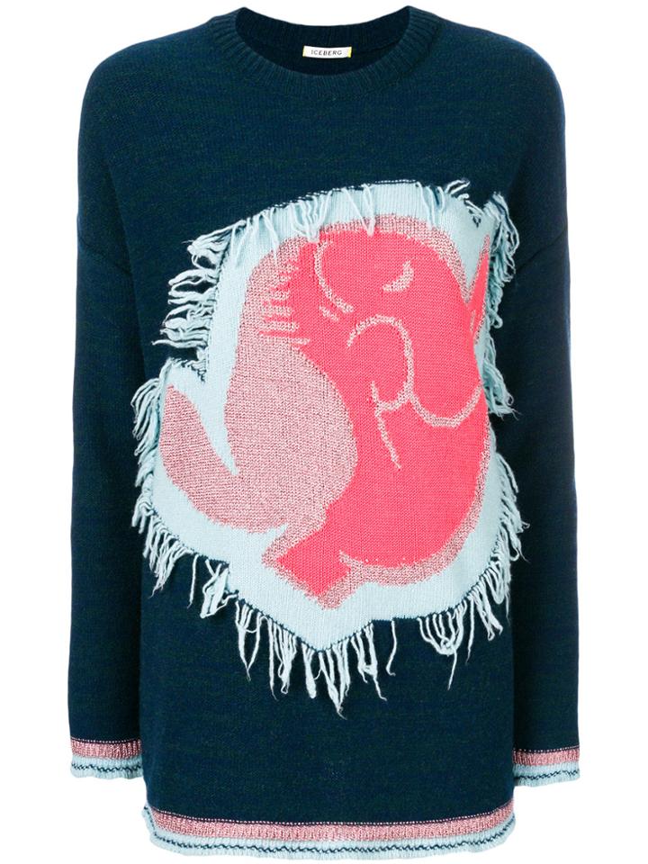 Iceberg Fray Detail Jumper - Blue