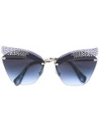 Miu Miu Eyewear Embellished Cat-eye Sunglasses - Blue