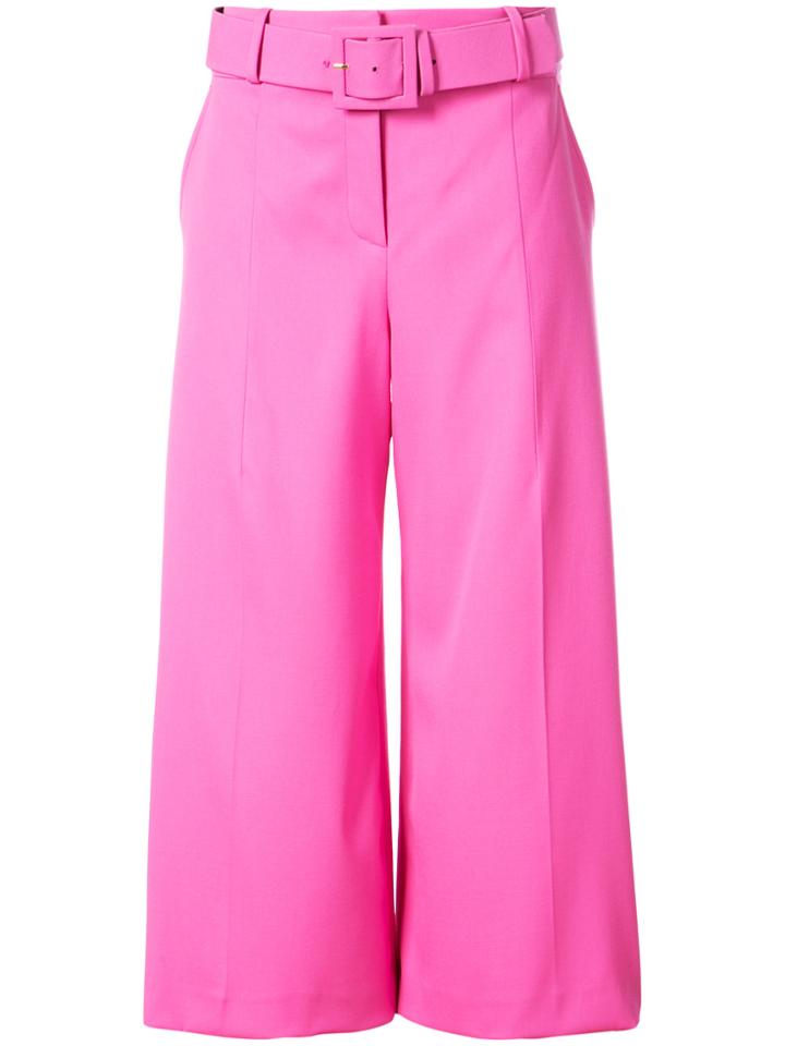 Oscar De La Renta Wide Belted Culottes - Pink & Purple