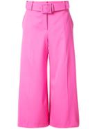 Oscar De La Renta Wide Belted Culottes - Pink & Purple