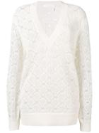 See By Chloé Crochet V-neck Sweater - White