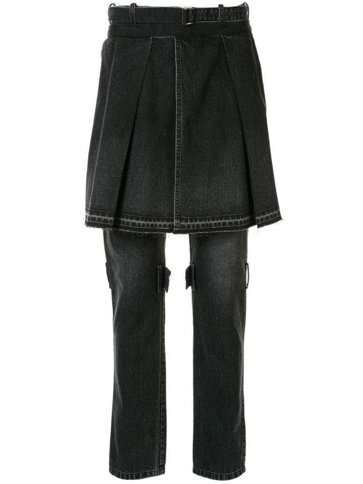 Sacai Layered Straight Leg Trousers - Black