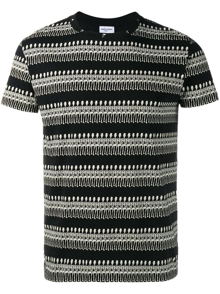 Saint Laurent Skeleton Print T-shirt, Men's, Size: Xxl, Black, Cotton/metal