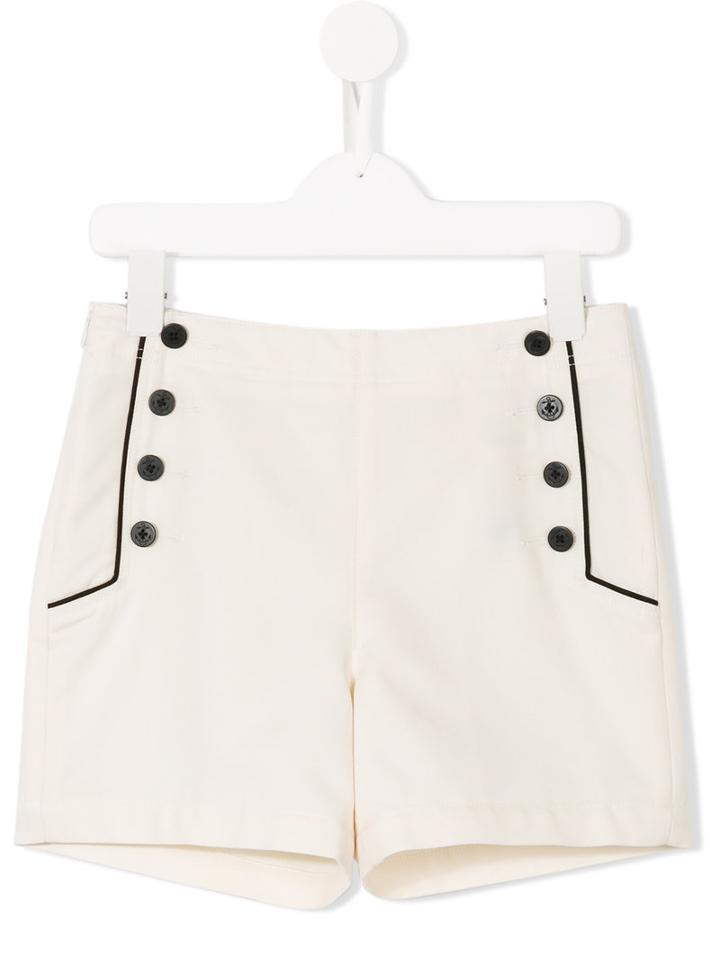 Les Coyotes De Paris Buttoned Shorts, Girl's, Size: 12 Yrs, Nude/neutrals