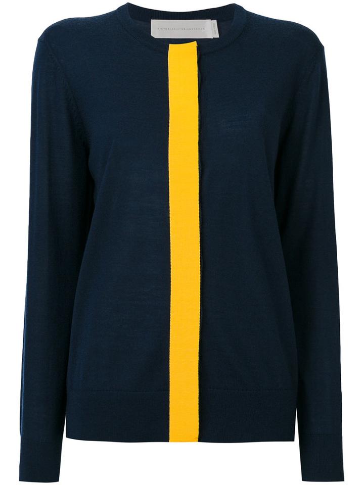 Victoria Victoria Beckham - Contrasting Concealed Placket Cardigan - Women - Polyester/viscose/wool - 10, Blue, Polyester/viscose/wool