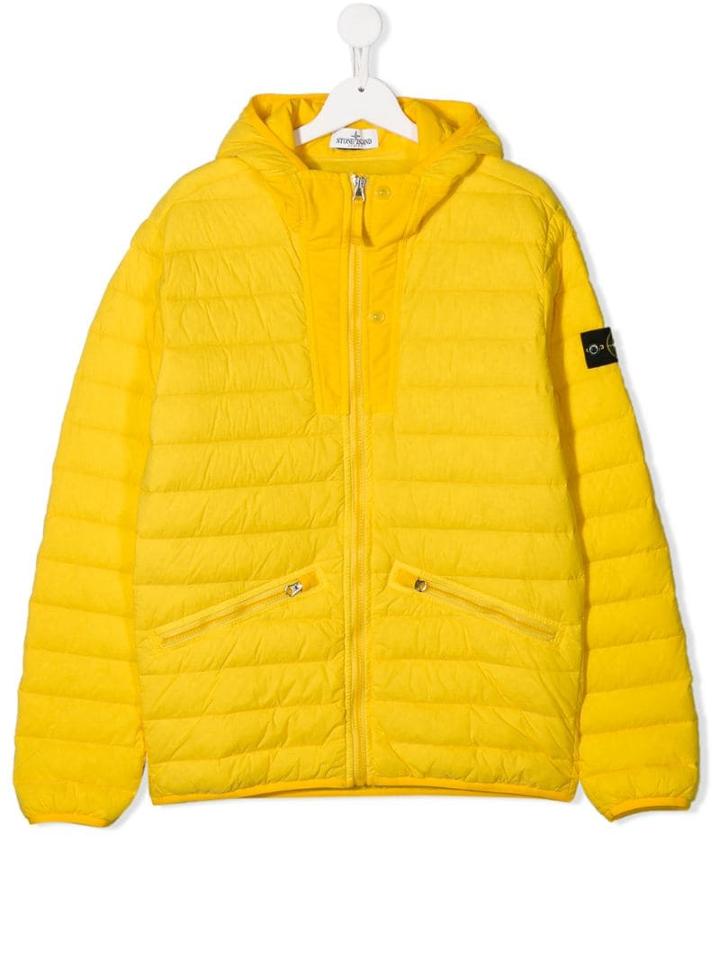 Stone Island Junior Zip-up Puffer Jacket - Yellow