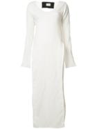 Sabine Luise Elongated V-neck T-shirt, Women's, White, Linen/flax