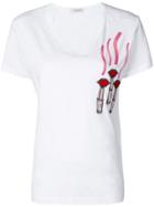 Valentino Lipstick Embroidered T-shirt - White