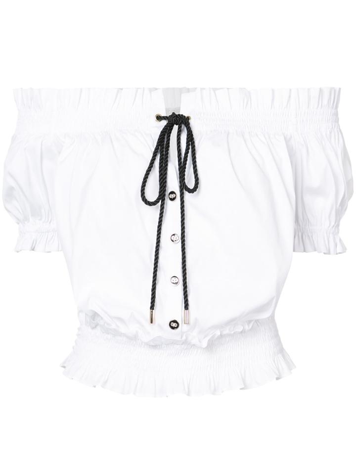 Caroline Constas Puffy Sleeves Off-the-shoulders Blouse - White