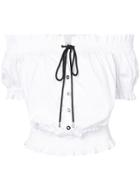 Caroline Constas Puffy Sleeves Off-the-shoulders Blouse - White