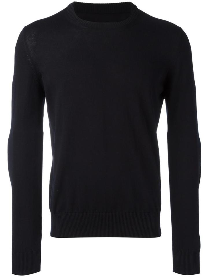 Maison Margiela Ribbed Elbow Patch Jumper, Men's, Size: Large, Blue, Cotton