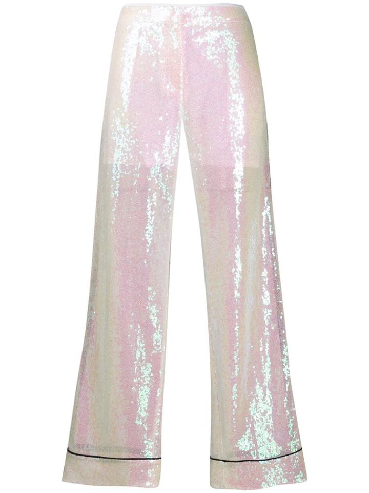 In The Mood For Love Loren Sequinned Wide-leg Trousers - White
